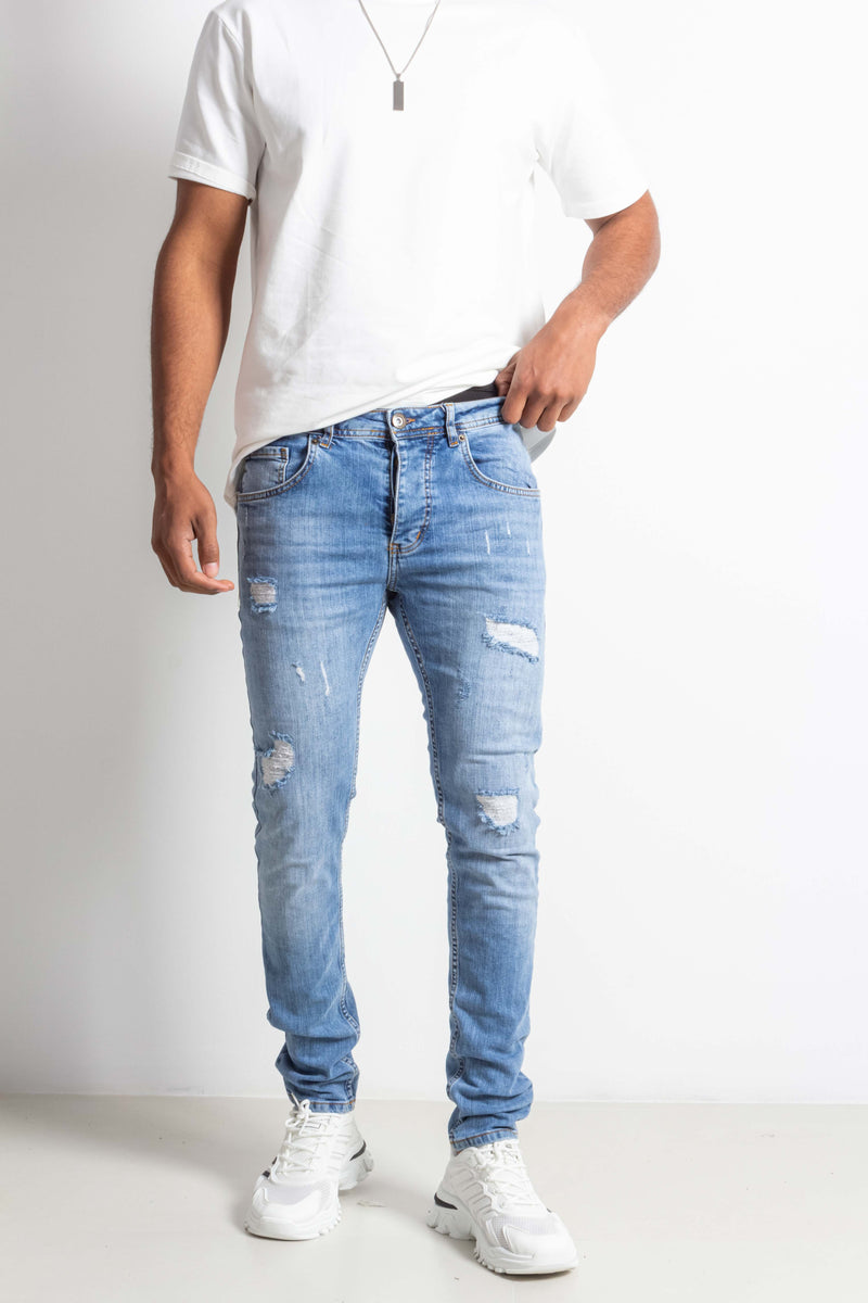 Slim fit discount ripped mens jeans