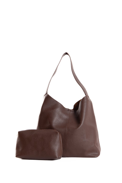 LEATHER TOTE BAG WITH POUCH