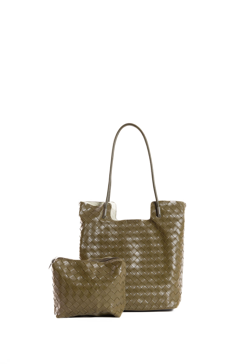 TEXTURED LEATHER BAG WITH POUCH