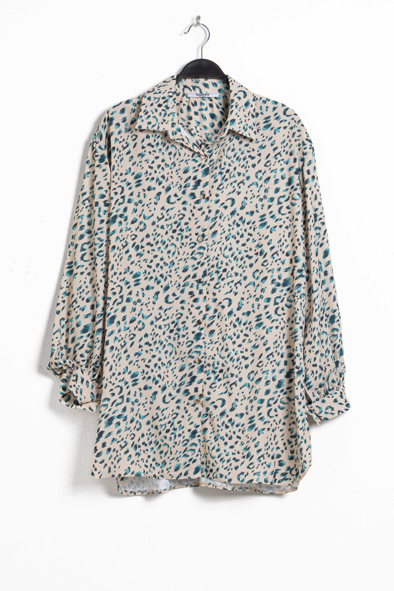 ABSTRACT PRINT SATIN SHIRT