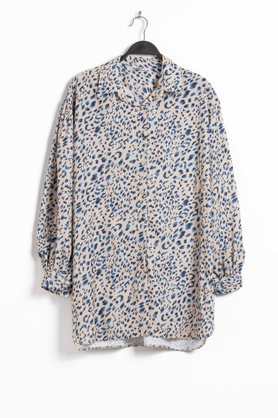 ABSTRACT PRINT SATIN SHIRT