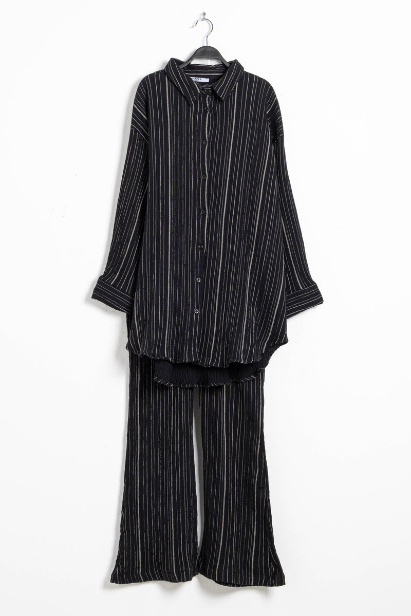 STRIPED CREASED-EFFECT COTTON SET