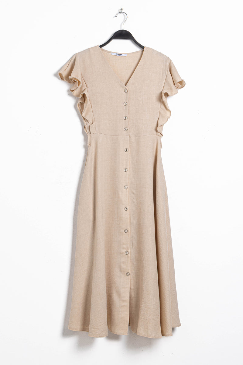 LINEN BLEND MIDI DRESS