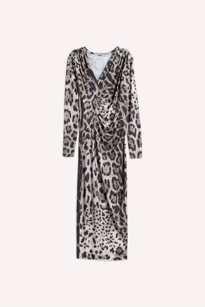 DETAILED ANIMAL PRINT MIDI DRESS