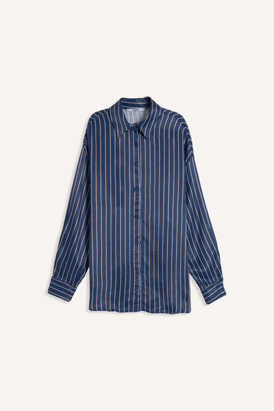 STRIPED SATIN SHIRT SET