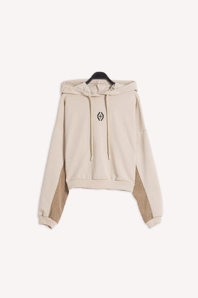 DETAILED CROP HOODIE SET