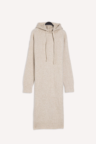 SOFT KNIT MIDI DRESS WITH HOOD