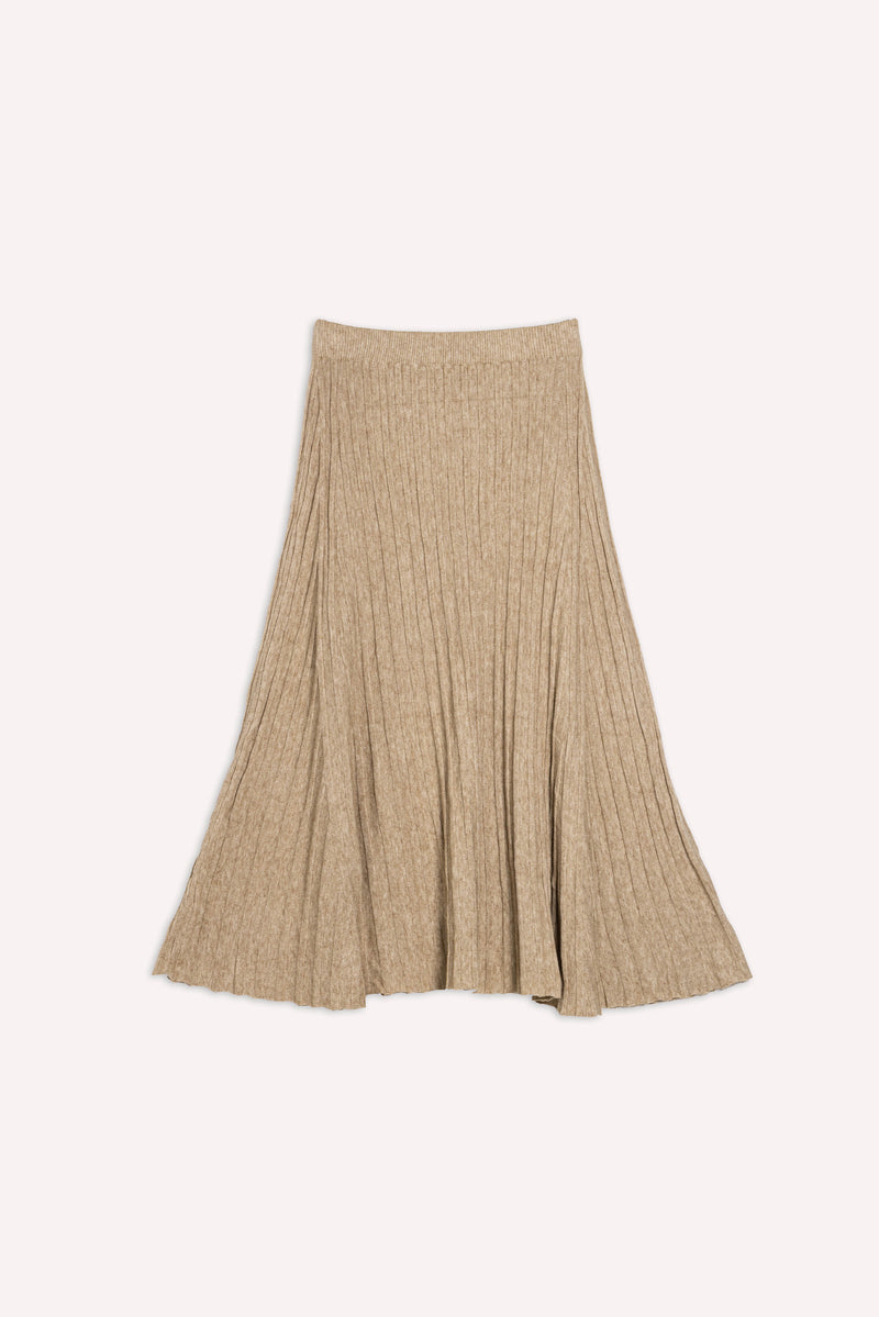 PLEATED KNIT MAXI SKIRT