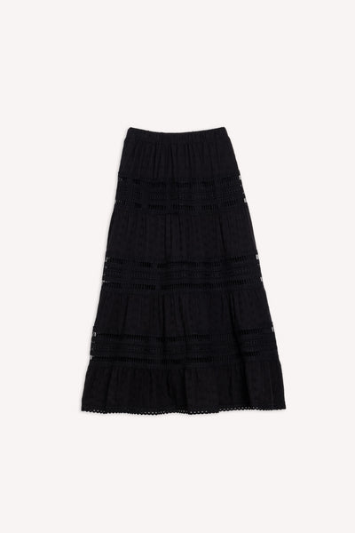 EMBROUDERED CUTWORK MIDI SKIRT