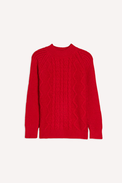 CABLE-KNIT MOCK NECK SWEATER