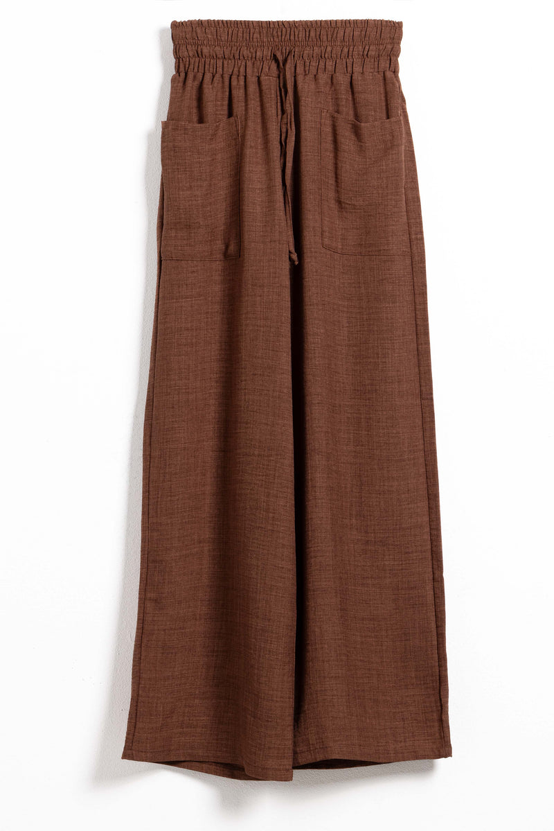 LINEN BLEND HIGH-WAIST TROUSERS