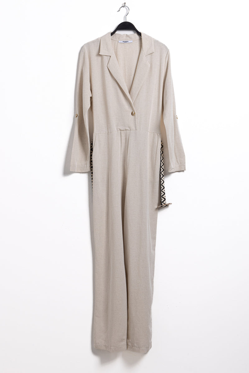 LINEN BLEND JUMPSUIT WITH BELT