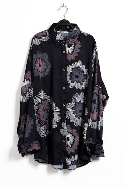 ABSTRACT PRINT SATIN SHIRT