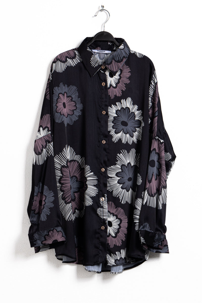 ABSTRACT PRINT SATIN SHIRT