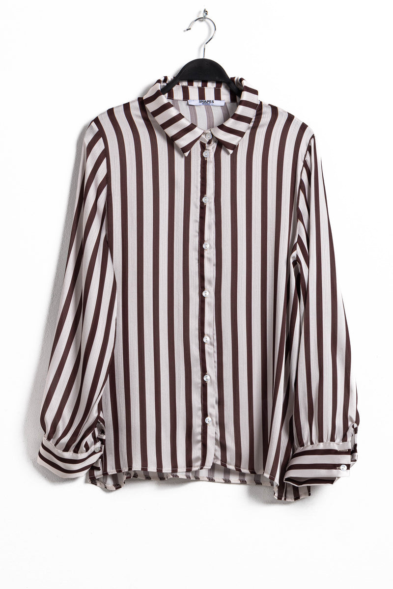 FLOWY STRIPED SATIN SHIRT