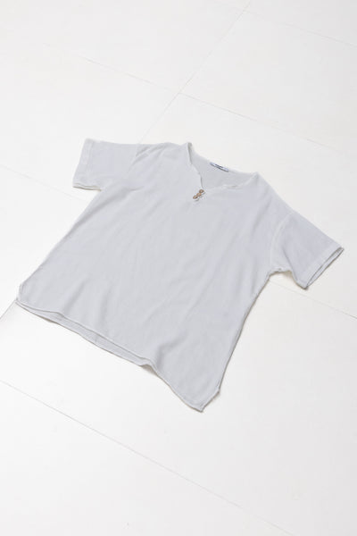 TEXTURED LINEN HENLEY T-SHIRT