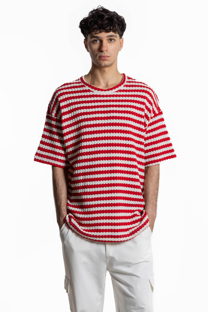 CONTRAST KNIT T-SHIRT