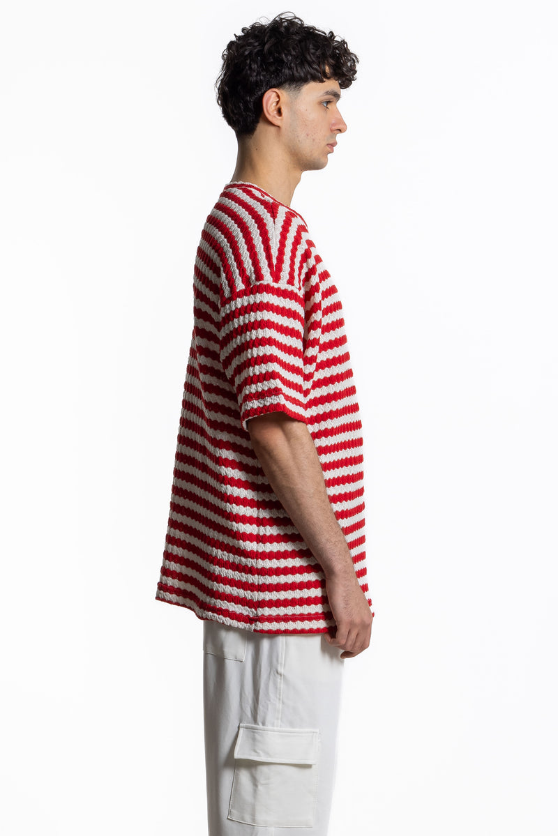 CONTRAST KNIT T-SHIRT