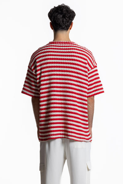 CONTRAST KNIT T-SHIRT