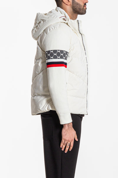 TEXTURED PUFFER JACKET WITH DETACHABLE HOOD