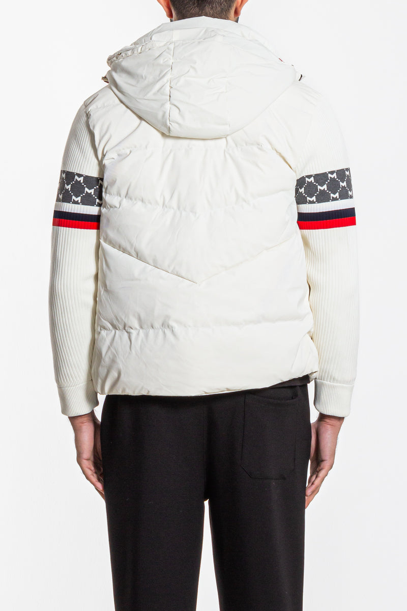 TEXTURED PUFFER JACKET WITH DETACHABLE HOOD