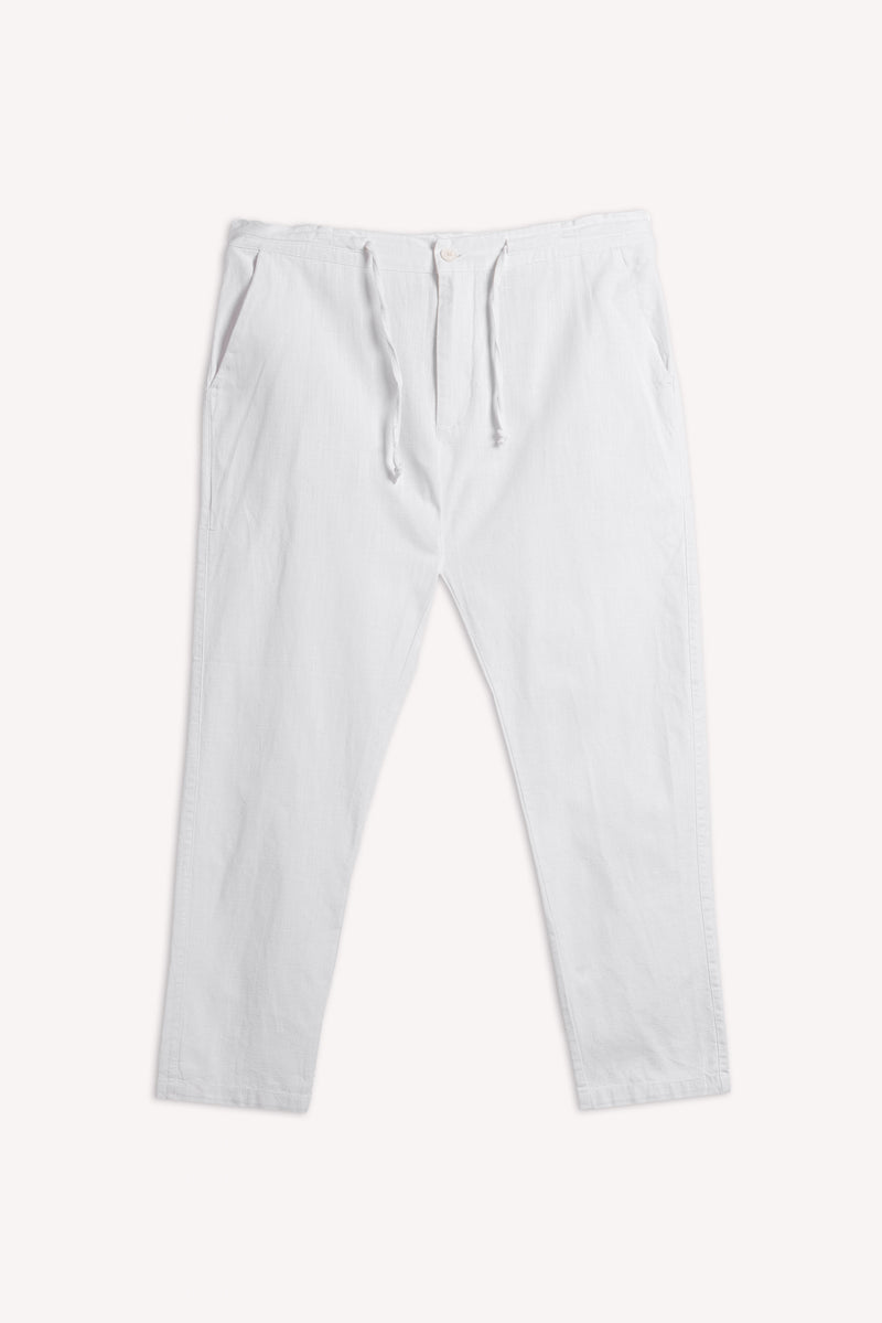 SLIM FIT LINEN BLEND TROUSERS