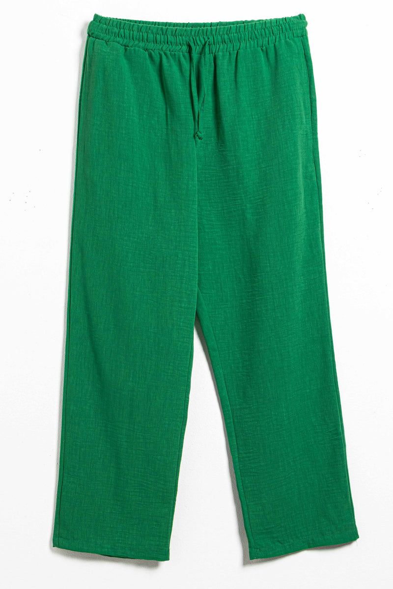 LINEN BLEND JOGGER WAIST TROUSERS