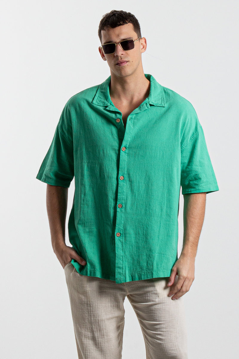 LINEN BLEND BOXY FIT SHIRT