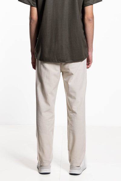 LINEN BLEND JOGGER WAIST TROUSERS