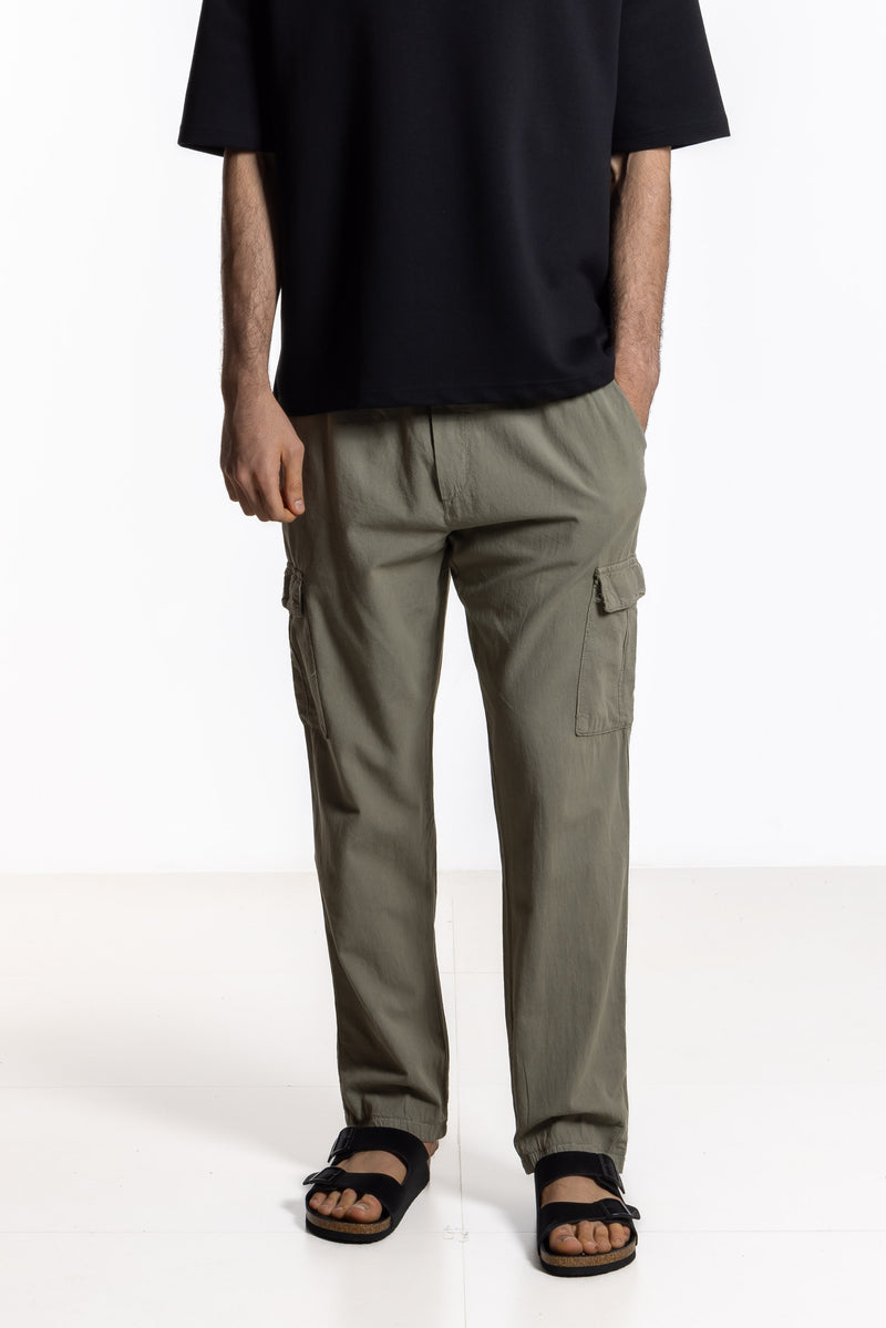 LINEN BLEND CARGO TROUSERS