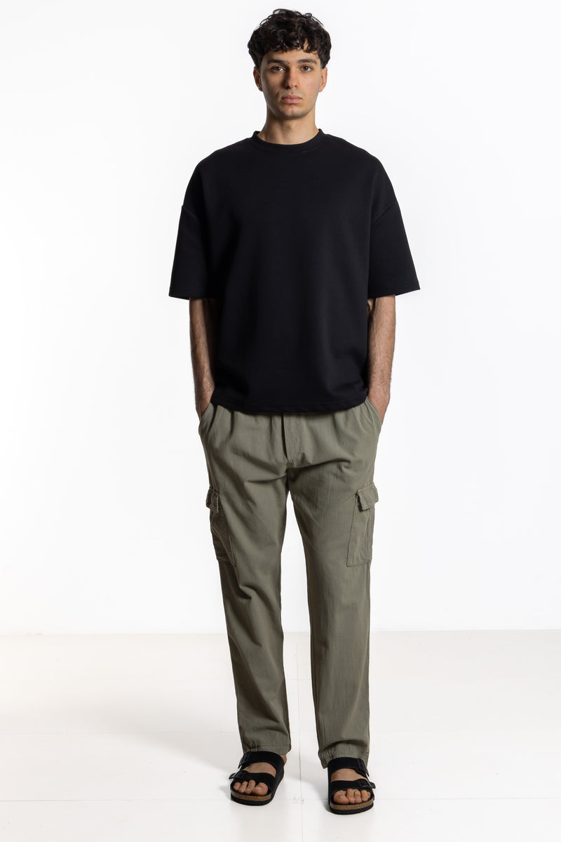 LINEN BLEND CARGO TROUSERS