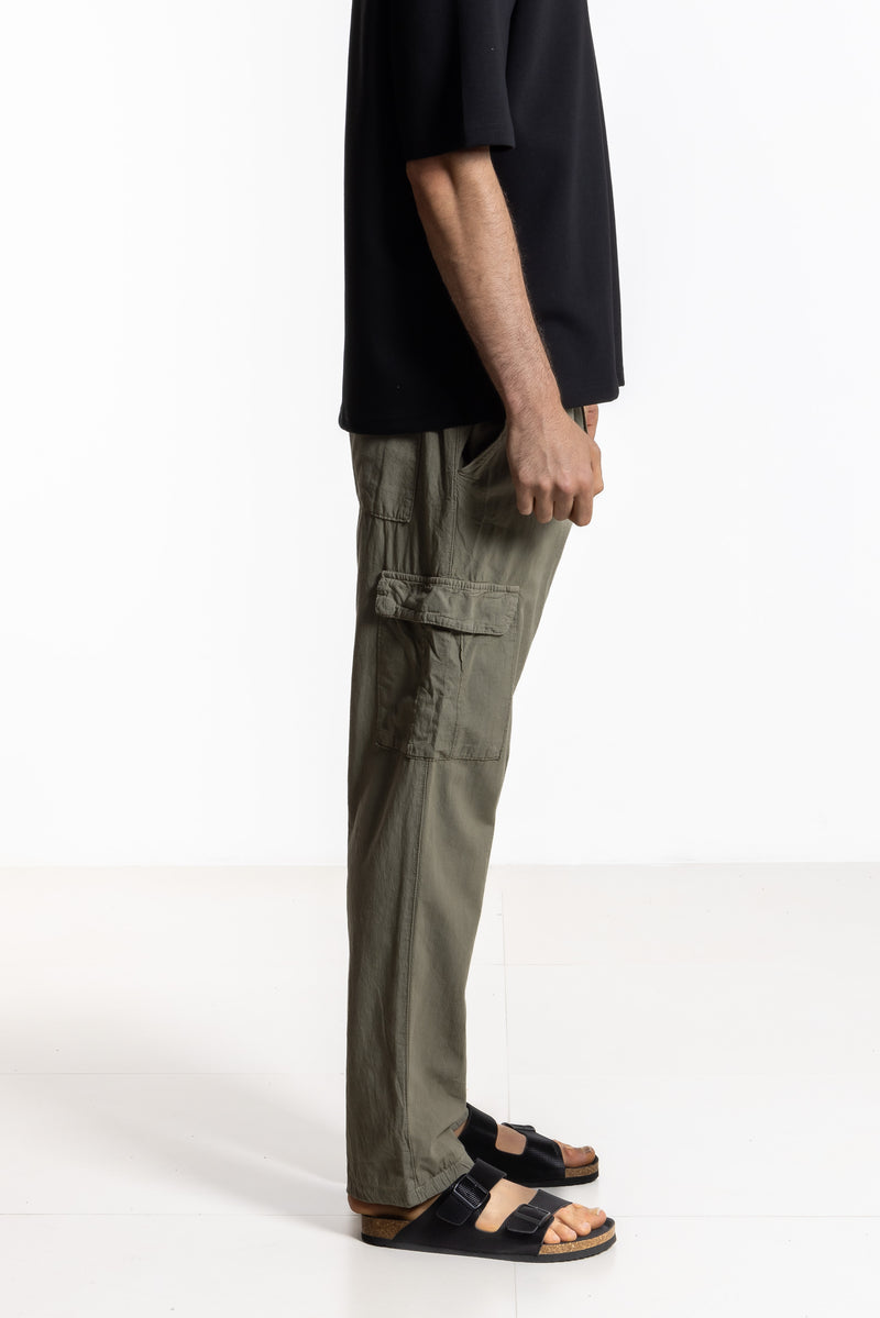 LINEN BLEND CARGO TROUSERS