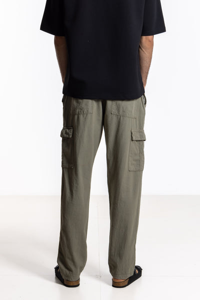 LINEN BLEND CARGO TROUSERS