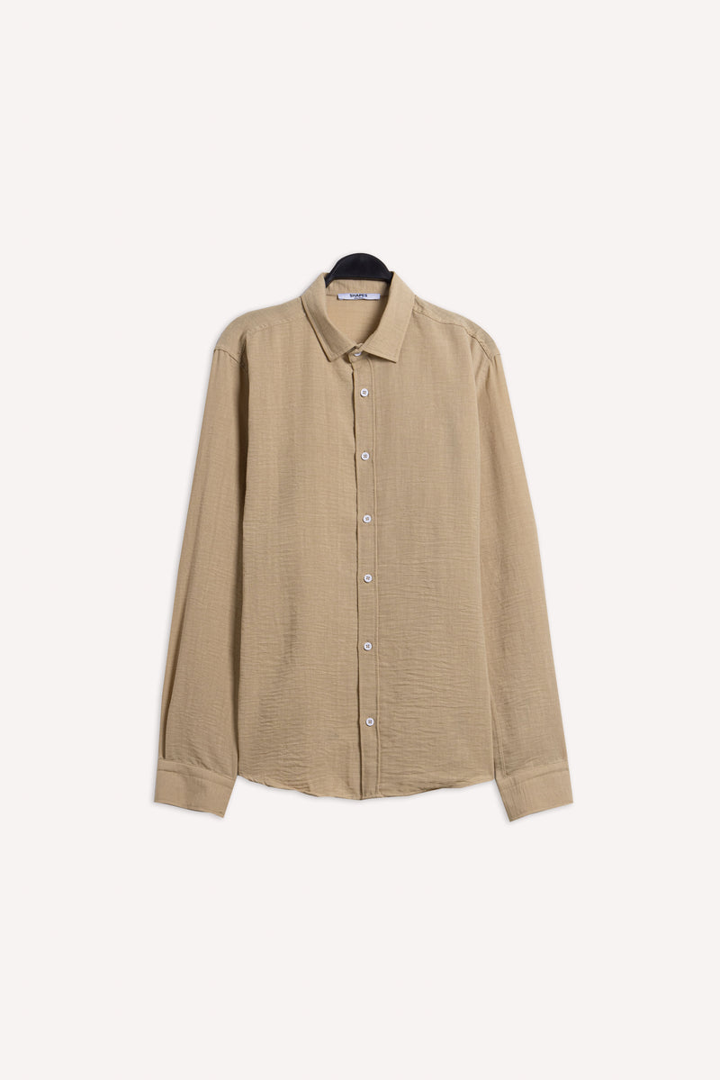 TEXTURED LINEN BLEND SHIRT