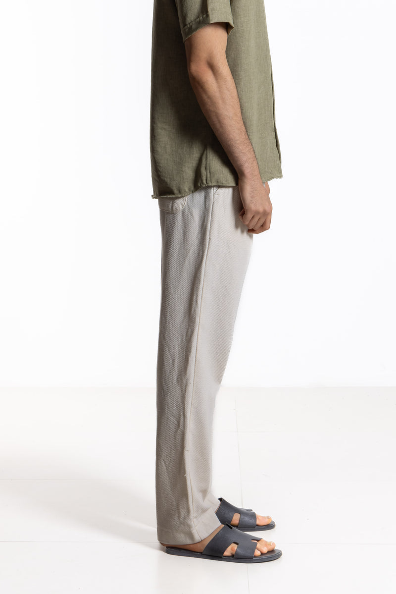 TEXTURED COTTON TROUSERS