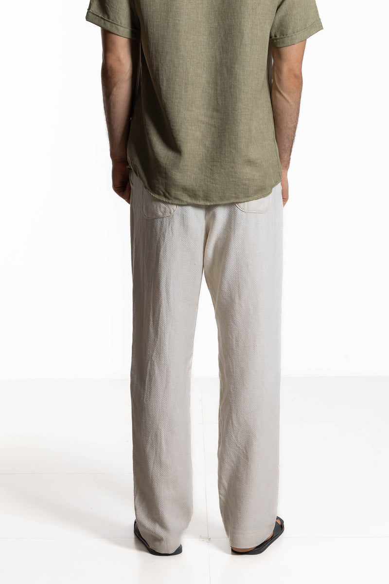 TEXTURED COTTON TROUSERS