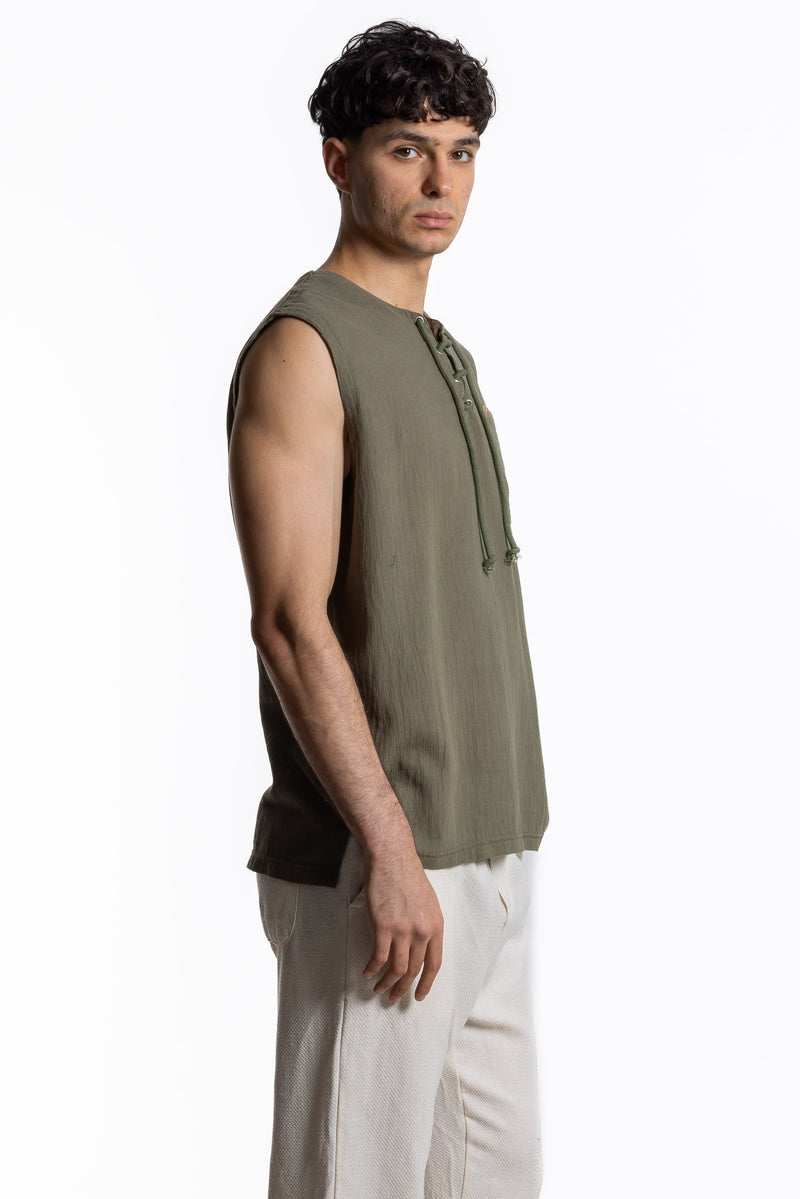 DETAILED LINEN BLEND T-SHIRT