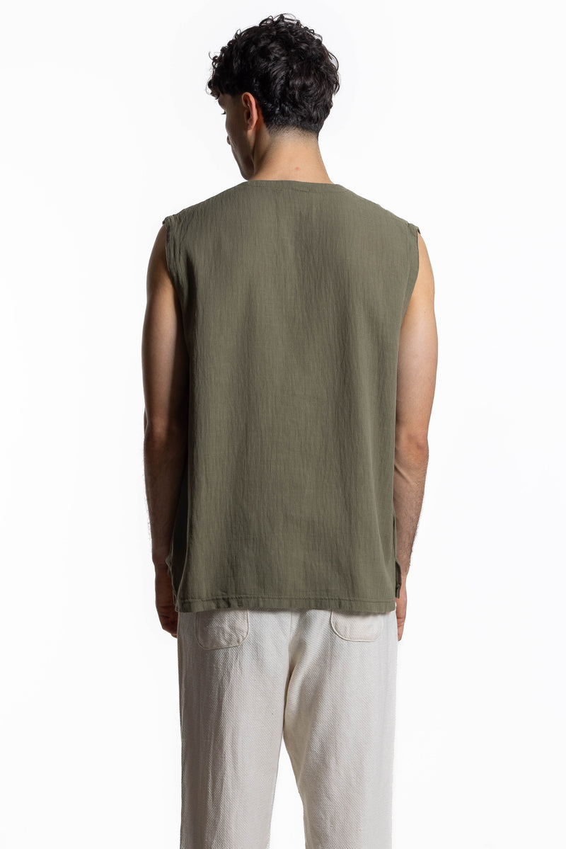 DETAILED LINEN BLEND T-SHIRT