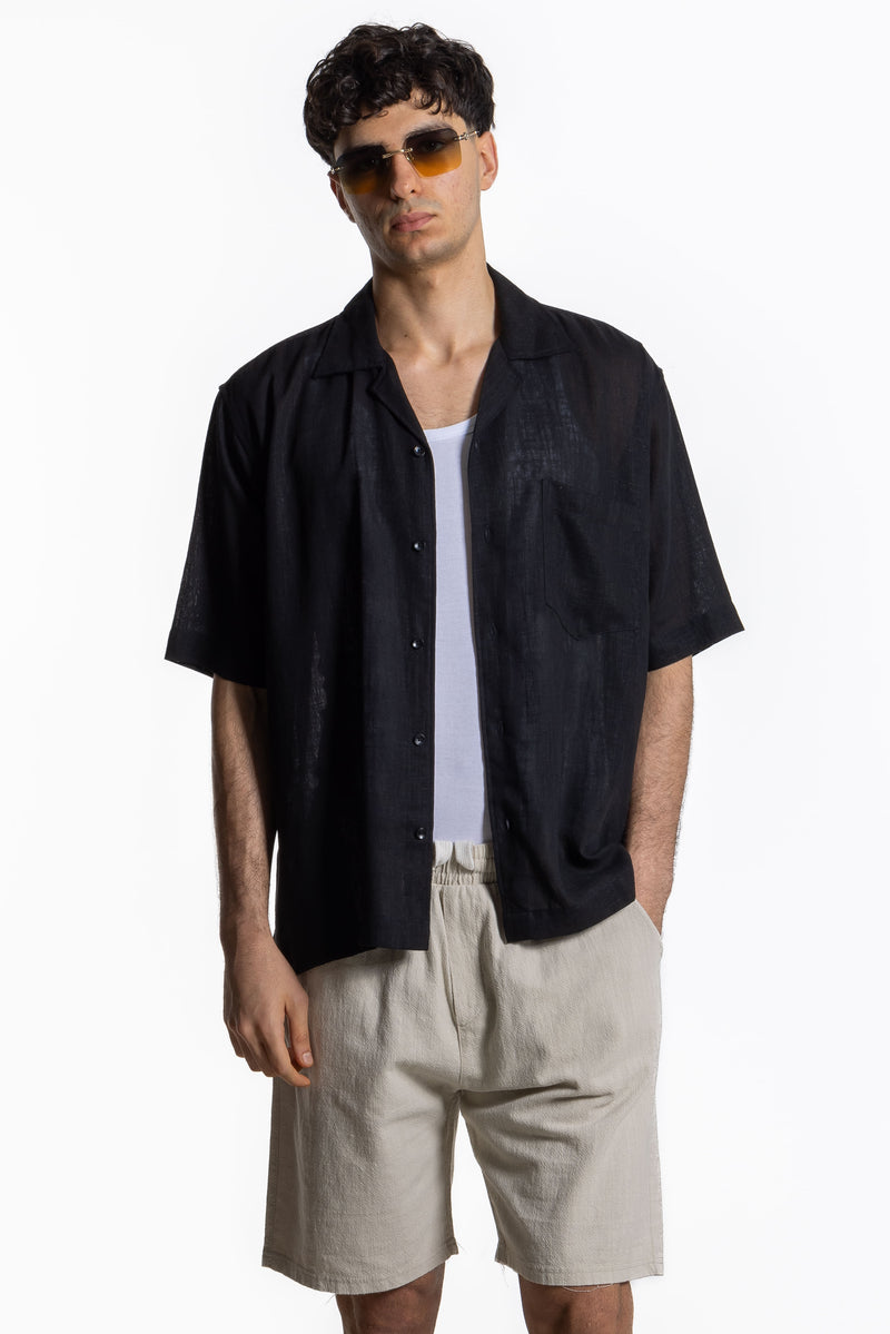 TEXTURED LINEN BLEND SHIRT