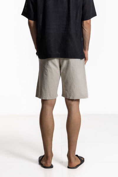 TEXTURED LINEN BLEND SHORTS