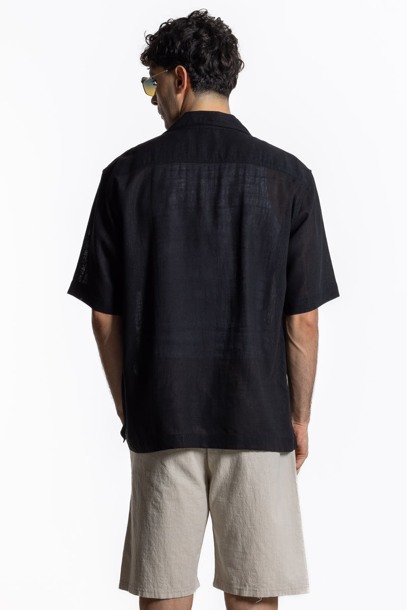 TEXTURED LINEN BLEND SHIRT