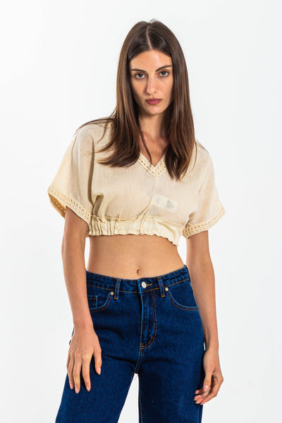 CROP TOP WITH CUTWORK EMBROIDERY