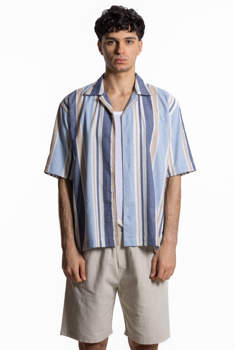 STRIPED LINEN BLEND SHIRT