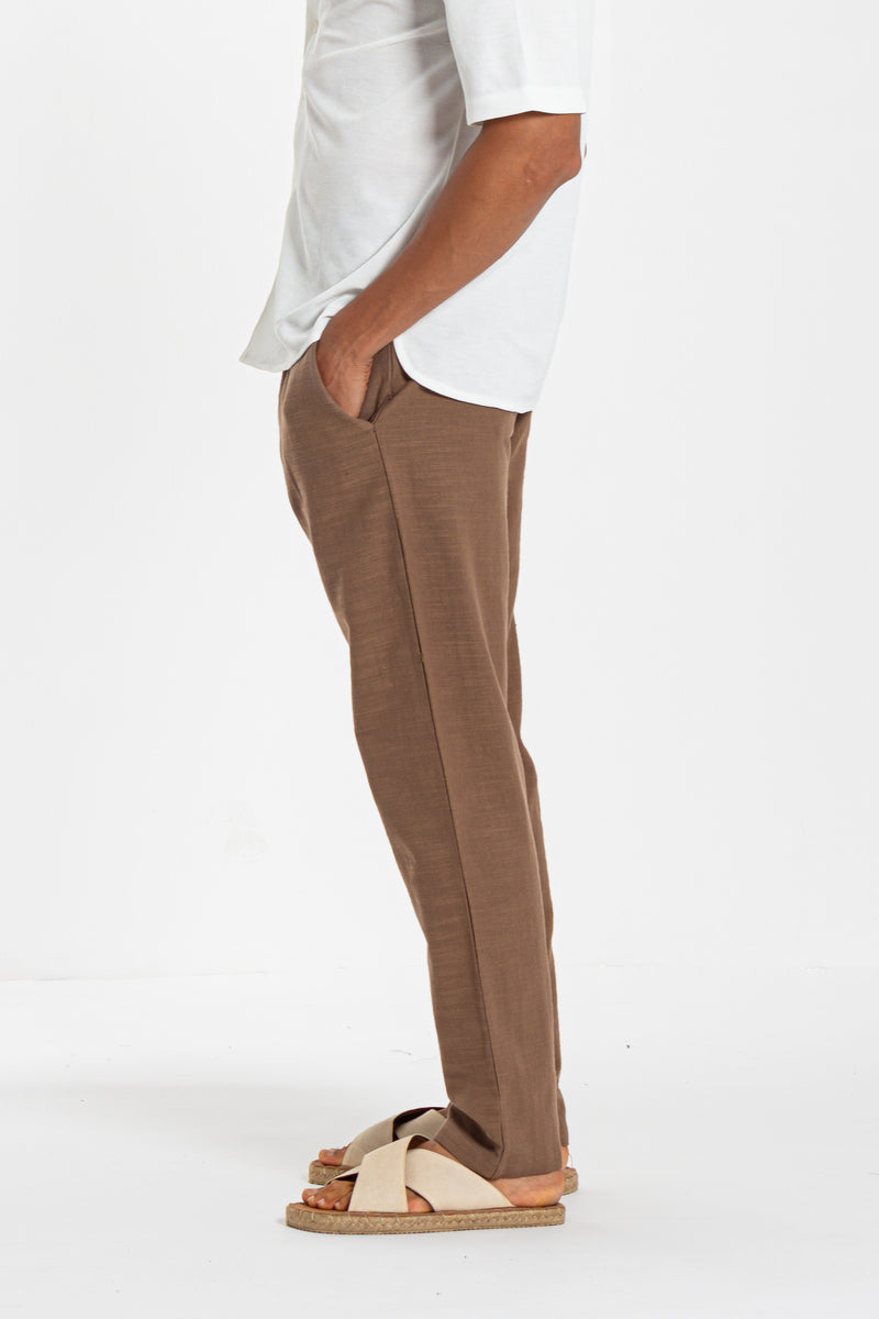 LINEN BLEND JOGGER WAIST TROUSERS