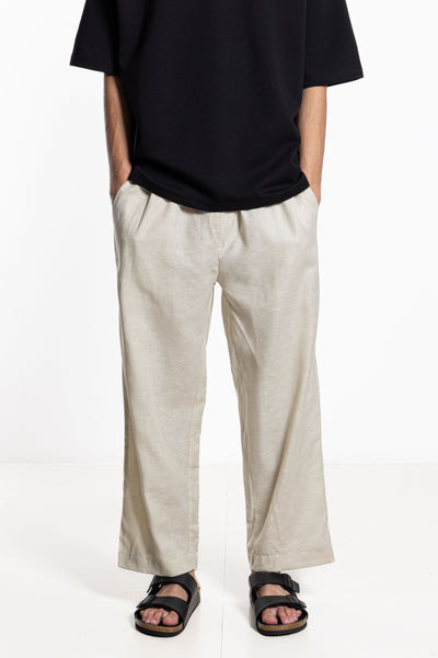 LINEN BLEND JOGGER WAIST TROUSERS