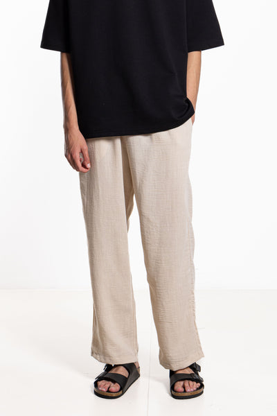 LINEN BLEND JOGGER WAIST TROUSERS