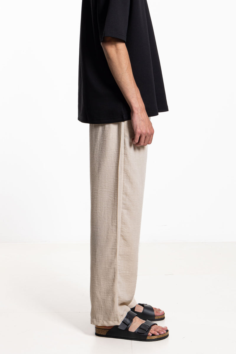 LINEN BLEND JOGGER WAIST TROUSERS