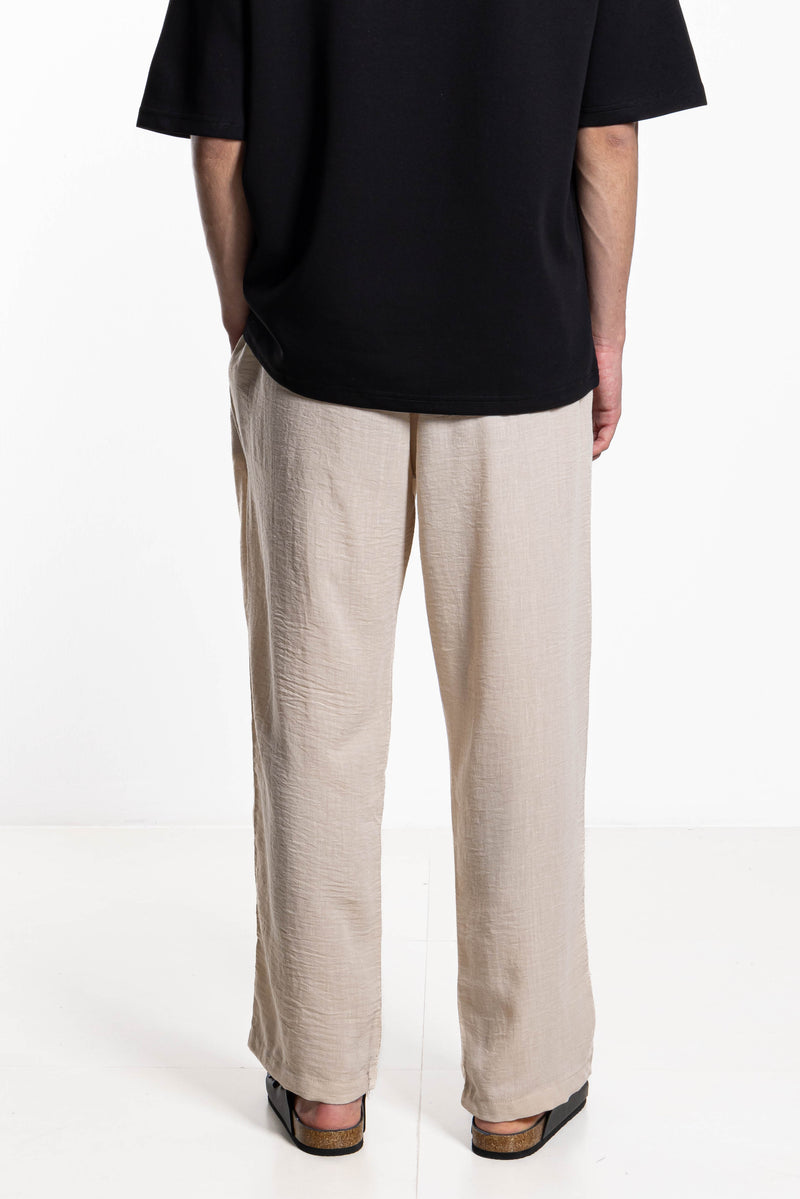 LINEN BLEND JOGGER WAIST TROUSERS