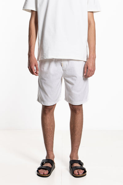 LINEN BLEND JOGGER WAIST SHORTS