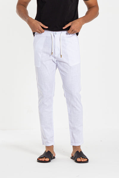 LINEN BLEND TEXTURED TROUSERS